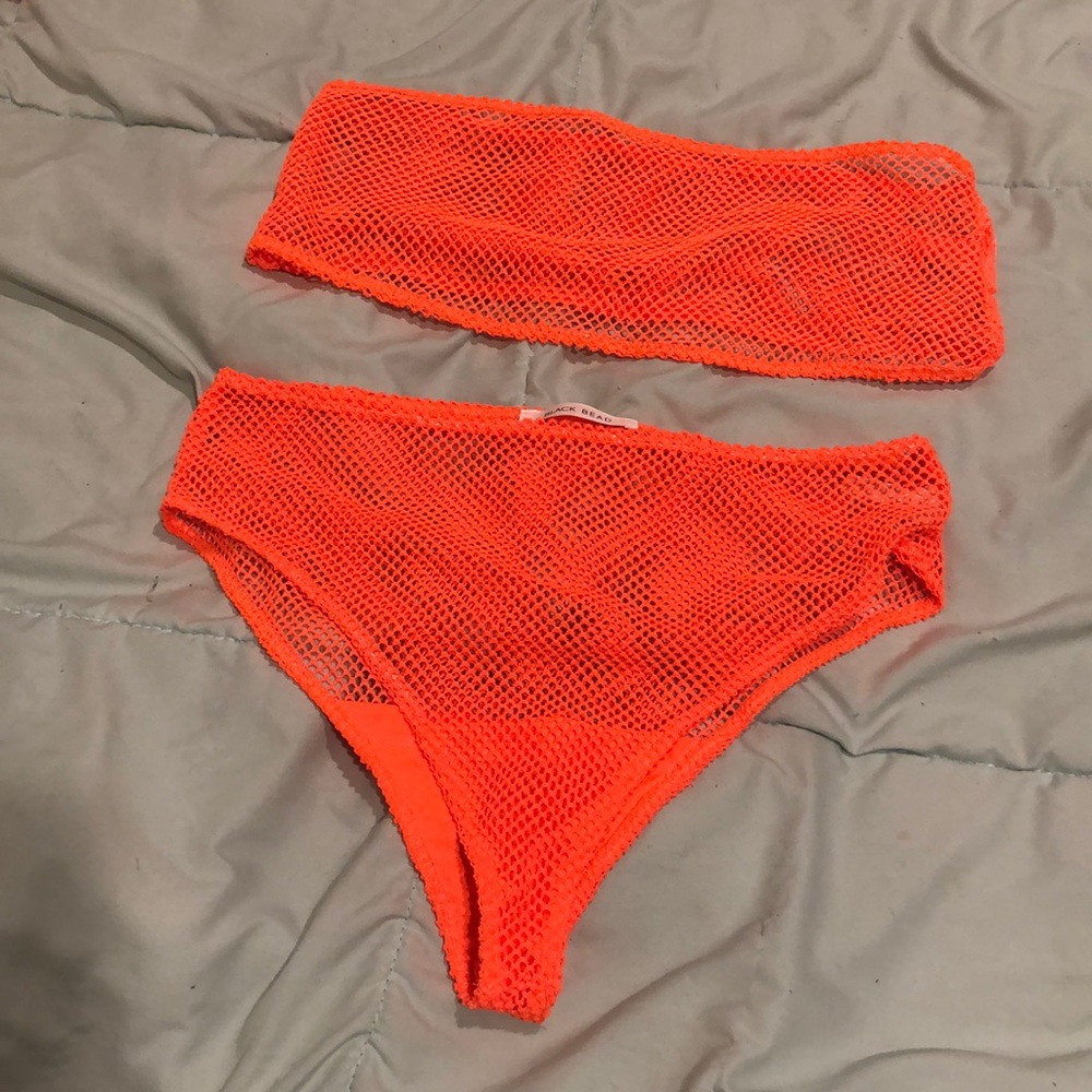 DOLLS KILL// ORANGE MESH BIKINI